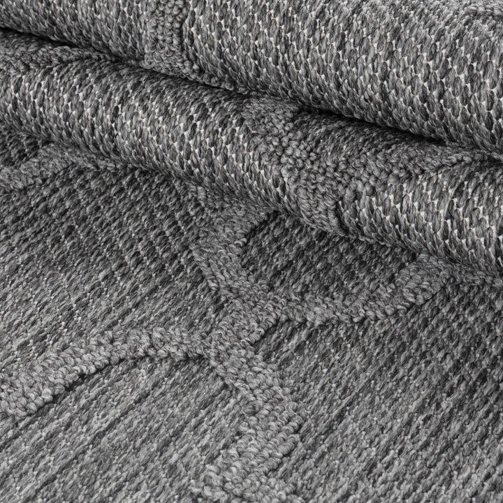 Teppich Outdoor Flachgewebe Skandi-Muster Polypropylen Balkon Grau Läufer 80x150_Läufer_
