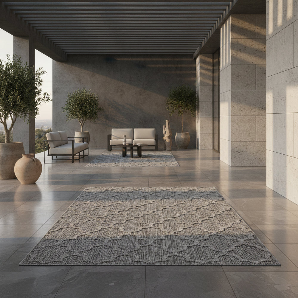 Teppich Outdoor Flachgewebe Skandi-Muster Polypropylen Balkon_Läufer_