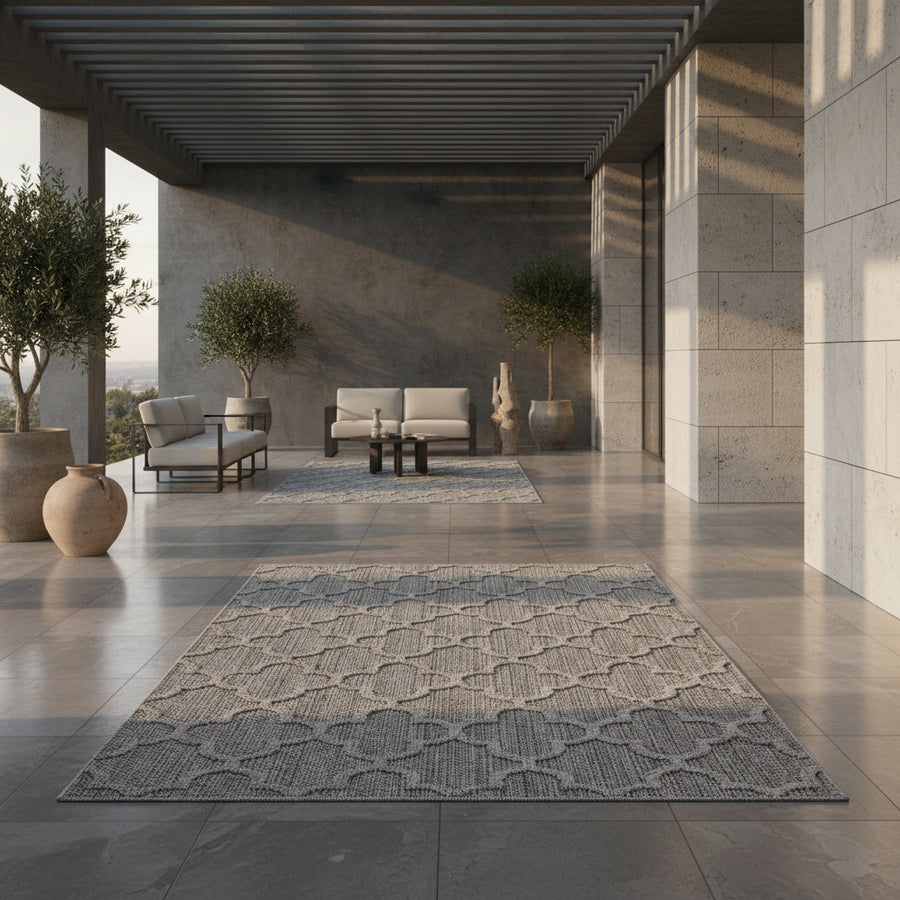 Teppich Outdoor Flachgewebe Skandi-Muster Polypropylen Balkon_Läufer_