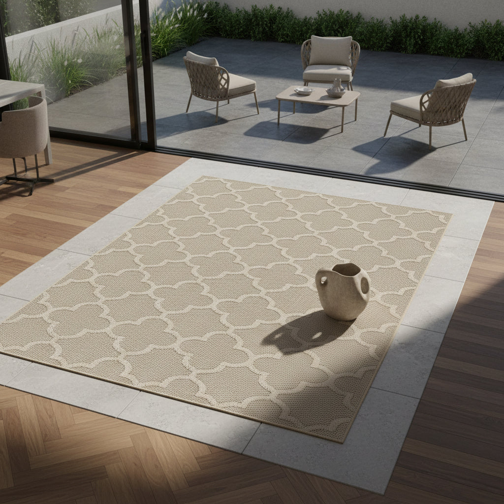 Teppich Outdoor Flachgewebe Skandi-Muster Polypropylen Balkon_