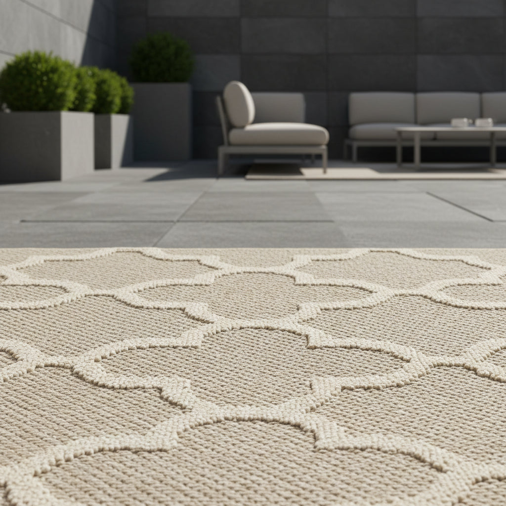 Teppich Outdoor Flachgewebe Skandi-Muster Polypropylen Balkon_