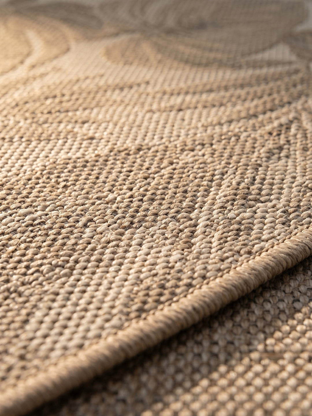 Teppich Beige rund Webstruktur Qualität_