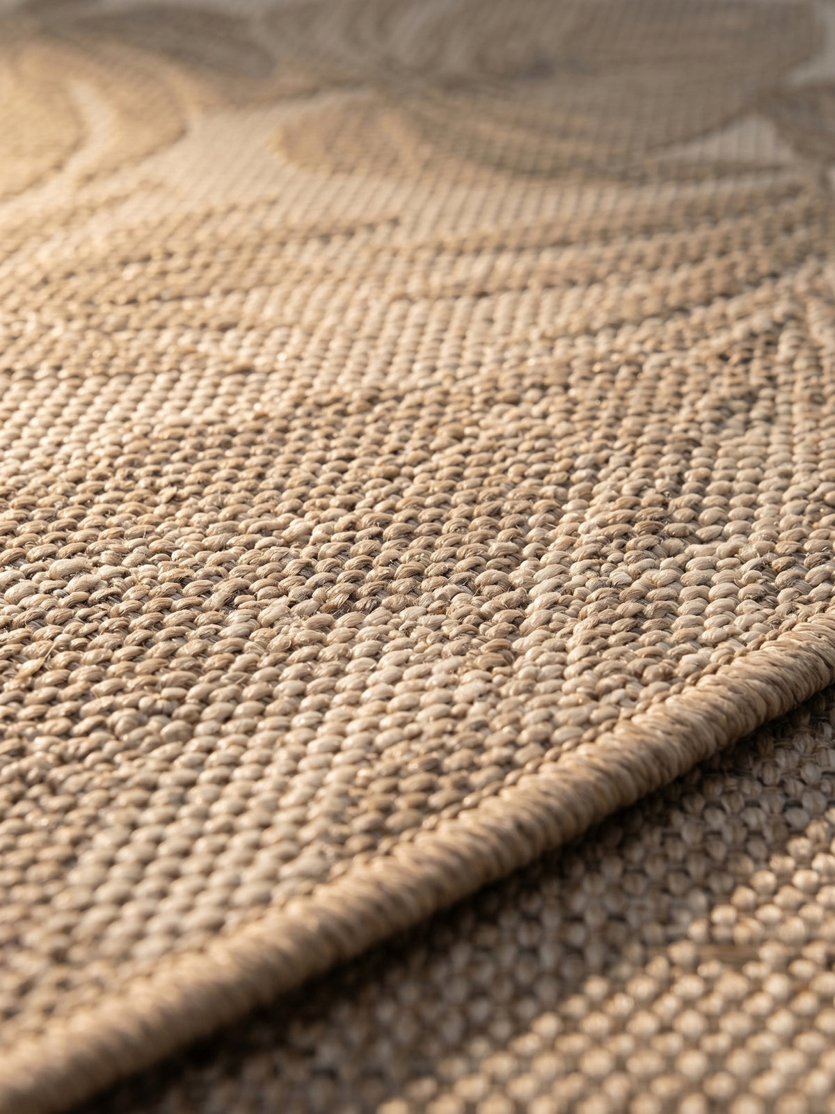 Teppich Beige rund Webstruktur Qualität_