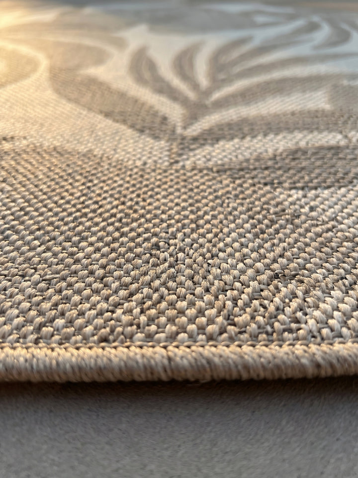Teppich Beige rund Florhöhe Profil_