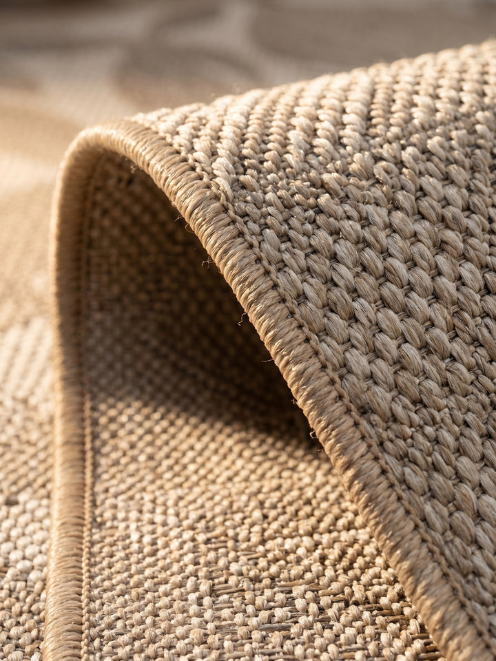 Teppich Beige rund Kante Rückseite_
