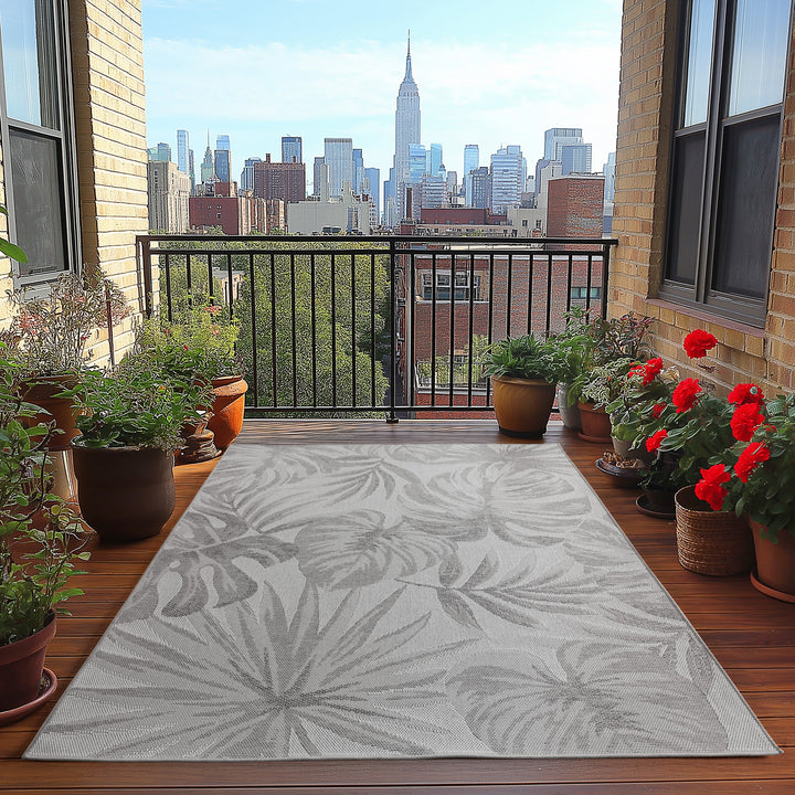 Teppich Outdoor Flachgewebe Tropenmuster Polypropylen Terrasse_Rechteckig_