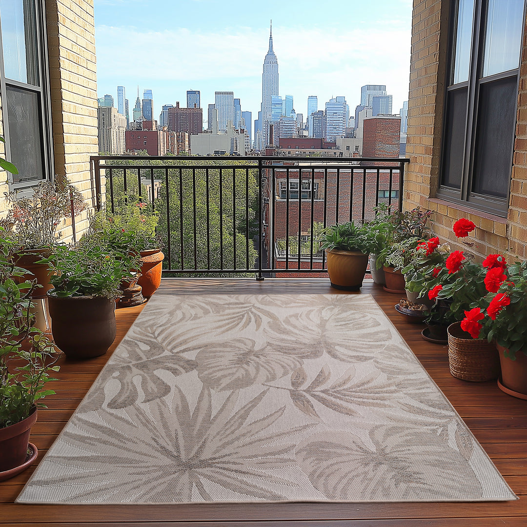 Teppich Outdoor Flachgewebe Tropenmuster Polypropylen Terrasse_Rechteckig_