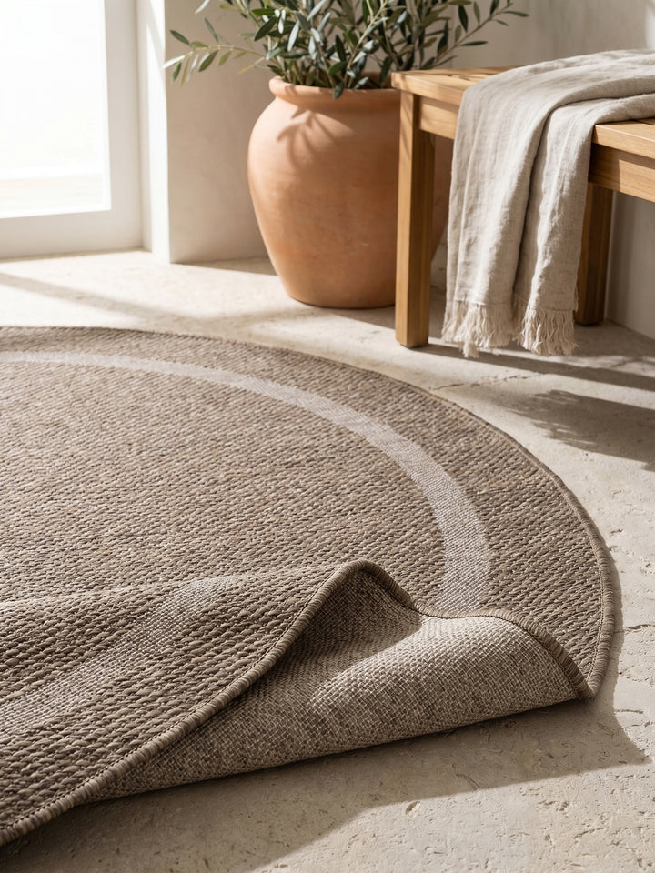 Teppich Brown rund Wohnaccessoire Deko_