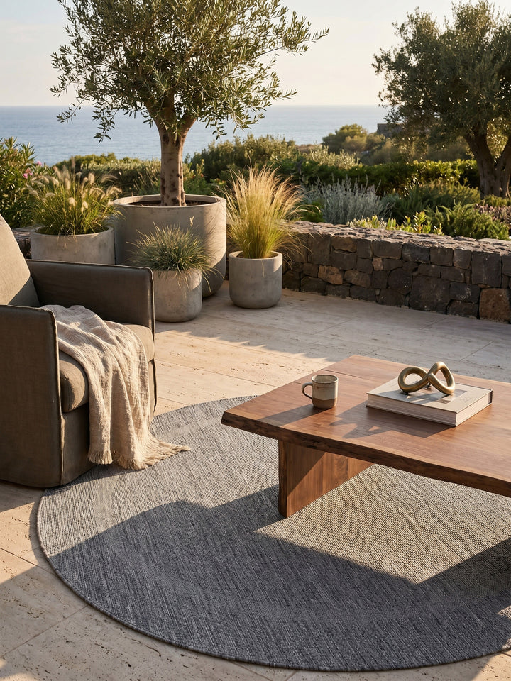 Teppich Grey rund Wohnidee gemütlich_