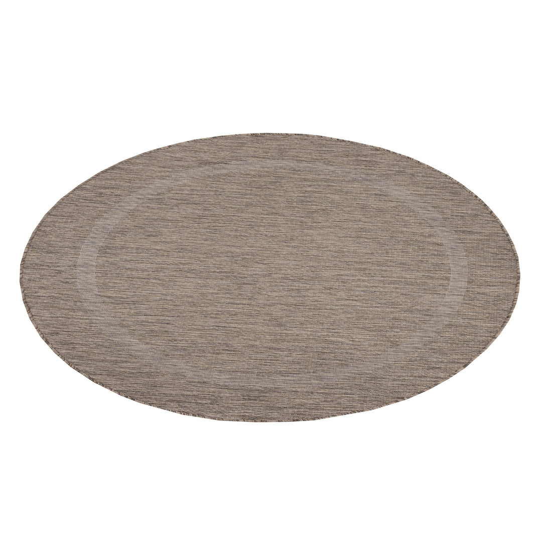 Teppich Outdoor Flachgewebe Uni-Design Polypropylen Balkon Braun Rund 120x120_Rund_