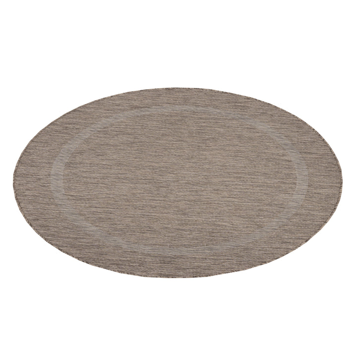 Teppich Outdoor Flachgewebe Uni-Design Polypropylen Balkon Braun Rund 120x120_Rund_