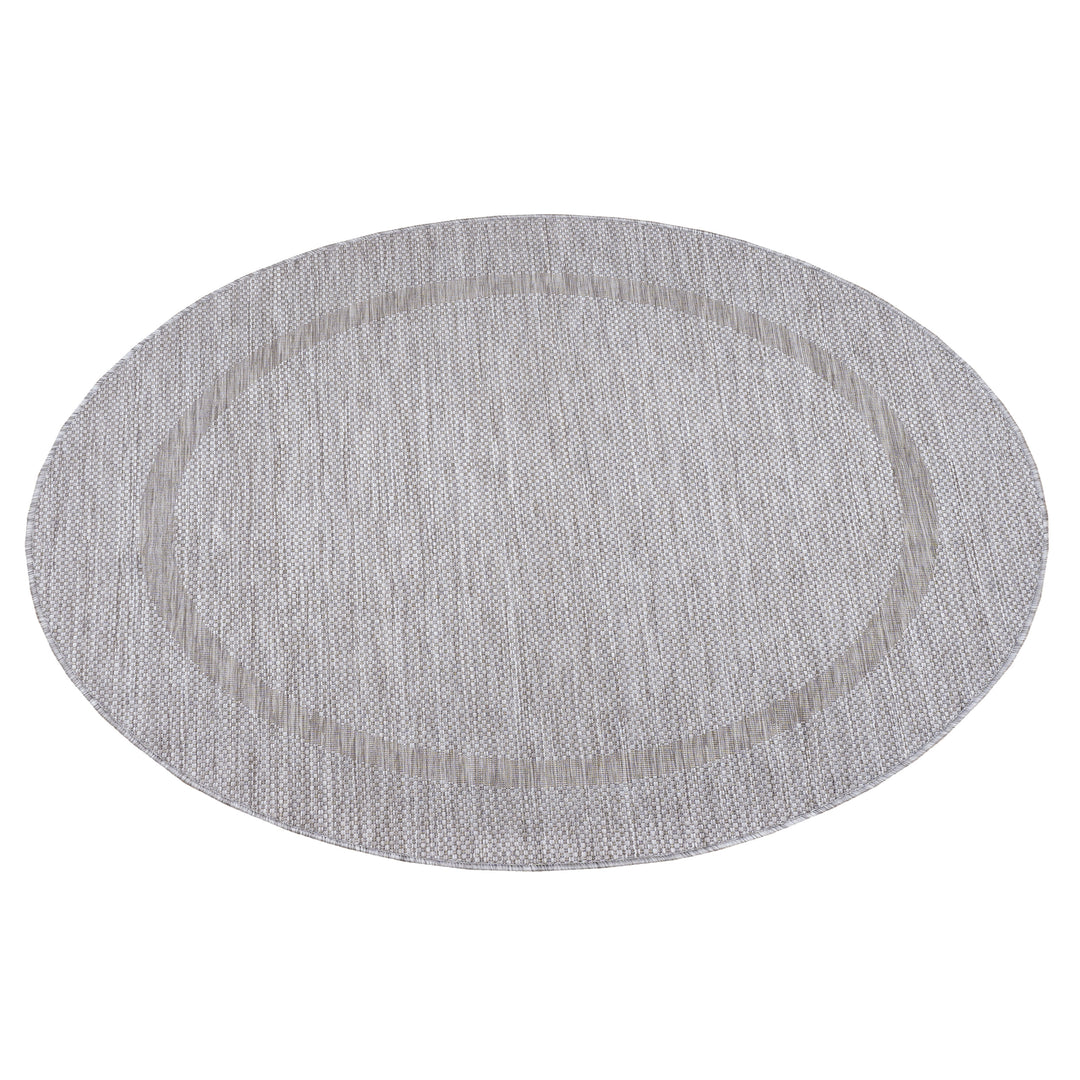 Teppich Outdoor Flachgewebe Uni-Design Polypropylen Balkon Silber Rund 120x120_Rund_