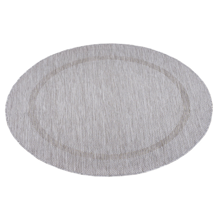 Teppich Outdoor Flachgewebe Uni-Design Polypropylen Balkon Silber Rund 120x120_Rund_