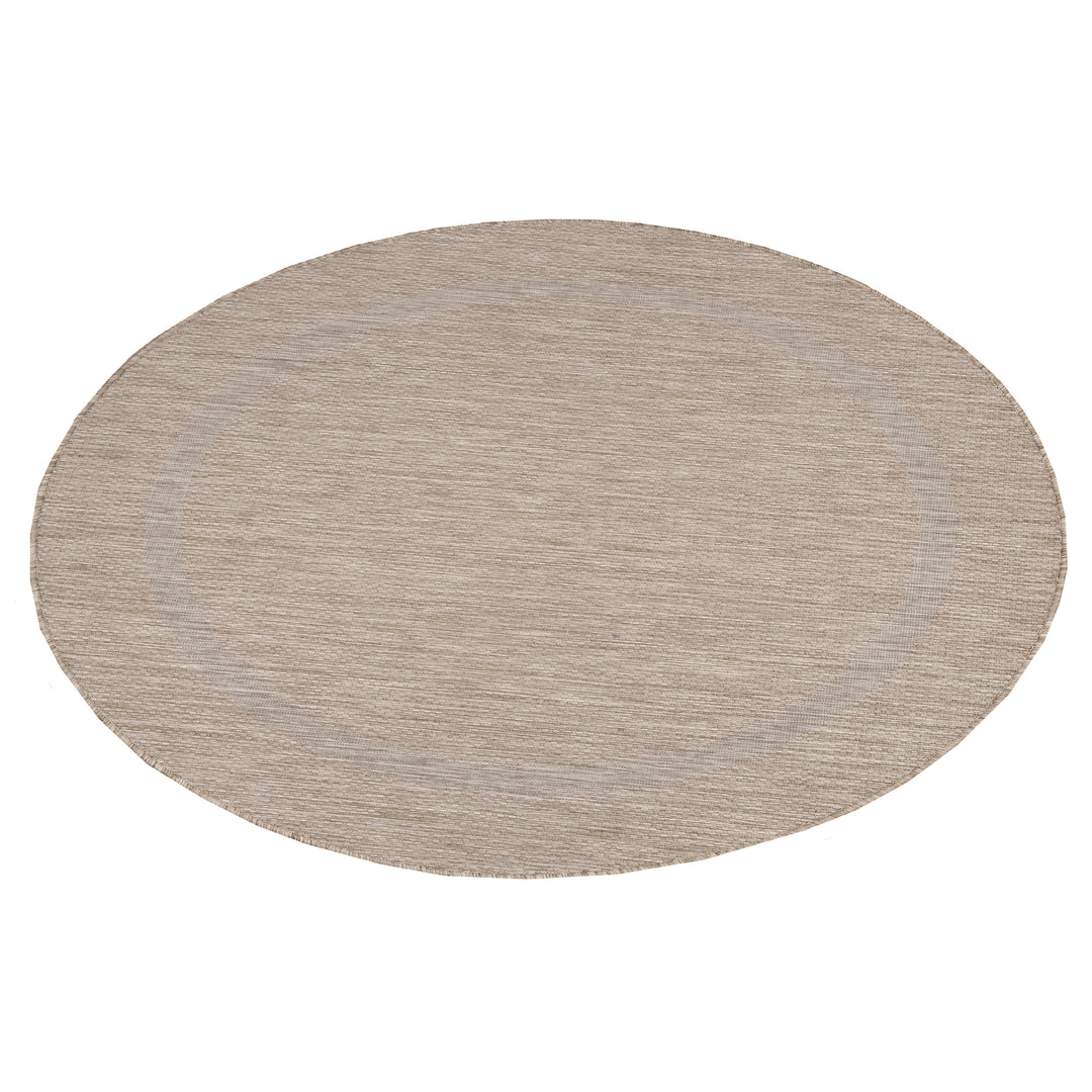 Teppich Outdoor Flachgewebe Uni-Design Polypropylen Balkon Beige Rund 120x120_Rund_