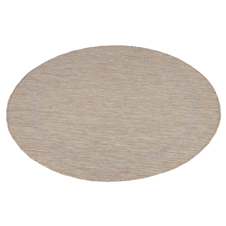 Teppich Outdoor Flachgewebe Uni-Design Polypropylen Balkon Beige Rund 120x120_Rund_