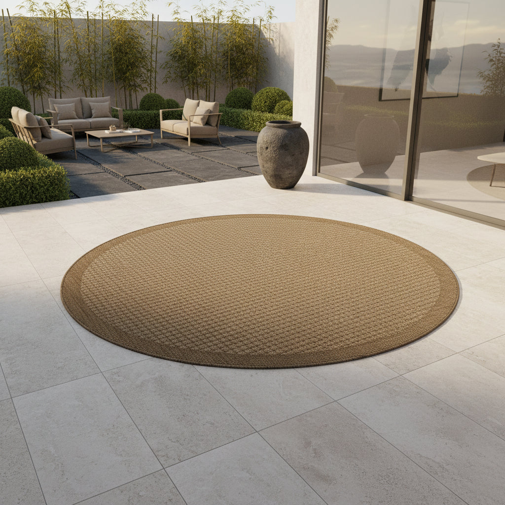 Teppich Outdoor Flachgewebe Uni-Farbe Polypropylen Balkon Rund