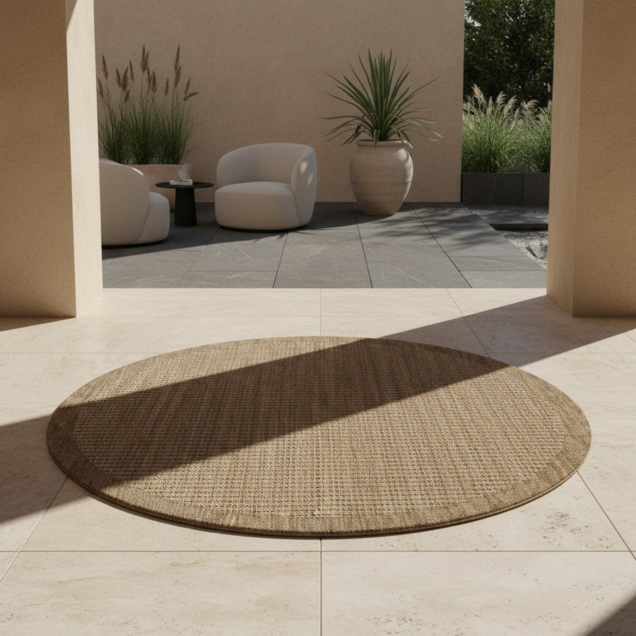 Teppich Outdoor Flachgewebe Uni-Farbe Polypropylen Balkon_Rund_