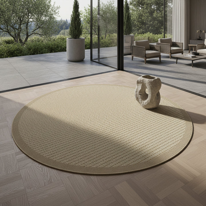 Teppich Outdoor Flachgewebe Uni-Farbe Polypropylen Balkon_Rund_