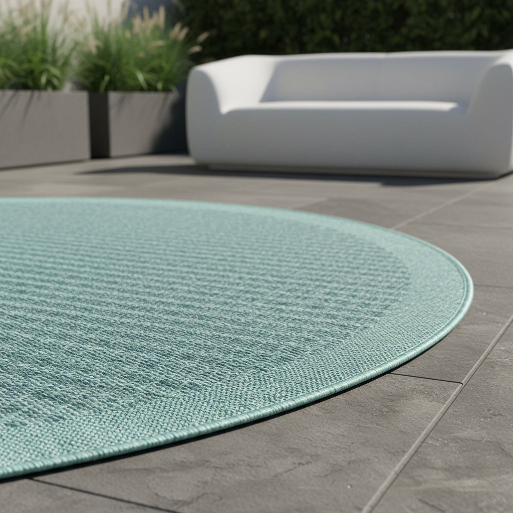 Teppich Outdoor Flachgewebe Uni-Farbe Polypropylen Balkon_Rund_