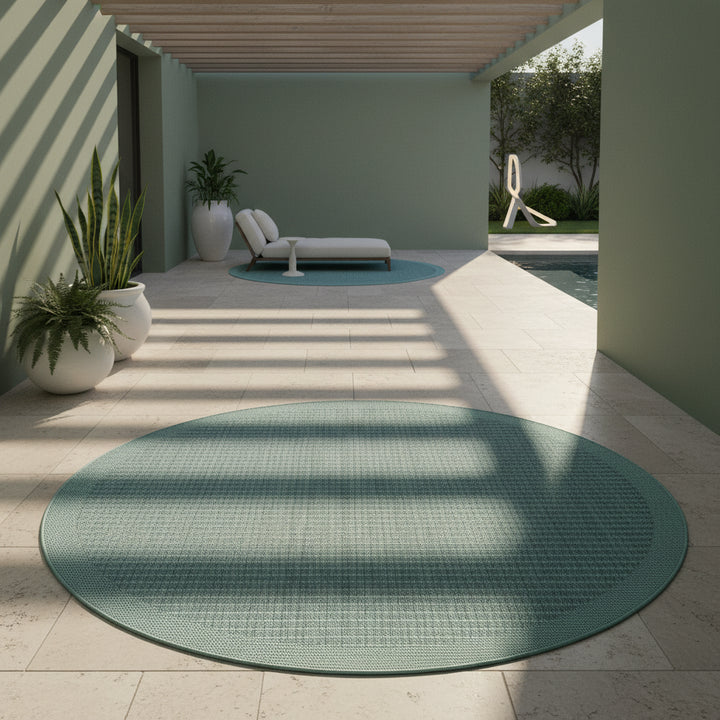Teppich Outdoor Flachgewebe Uni-Farbe Polypropylen Balkon_Rund_