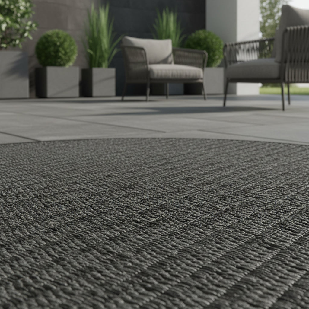 Teppich Outdoor Flachgewebe Uni-Farbe Polypropylen Balkon_Rund_