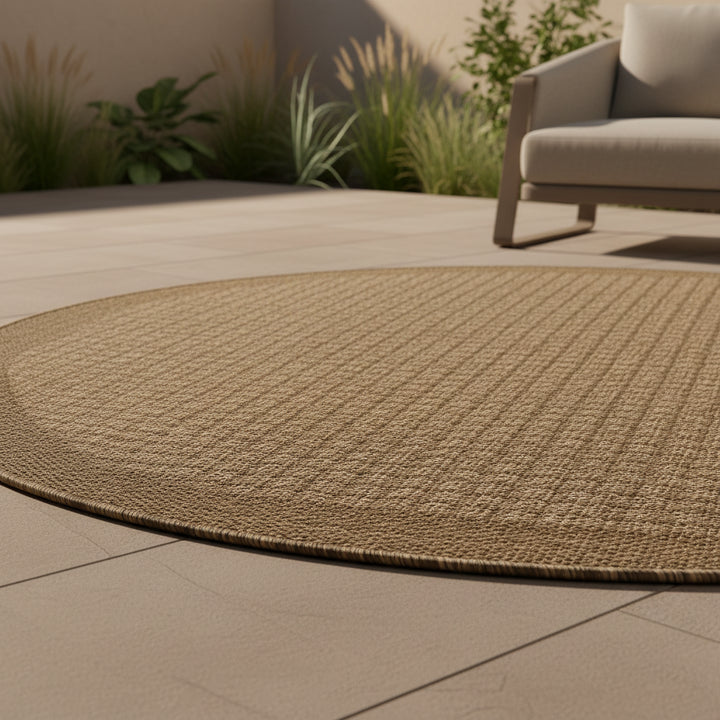 Teppich Outdoor Flachgewebe Uni-Farbe Polypropylen Balkon_Rund_