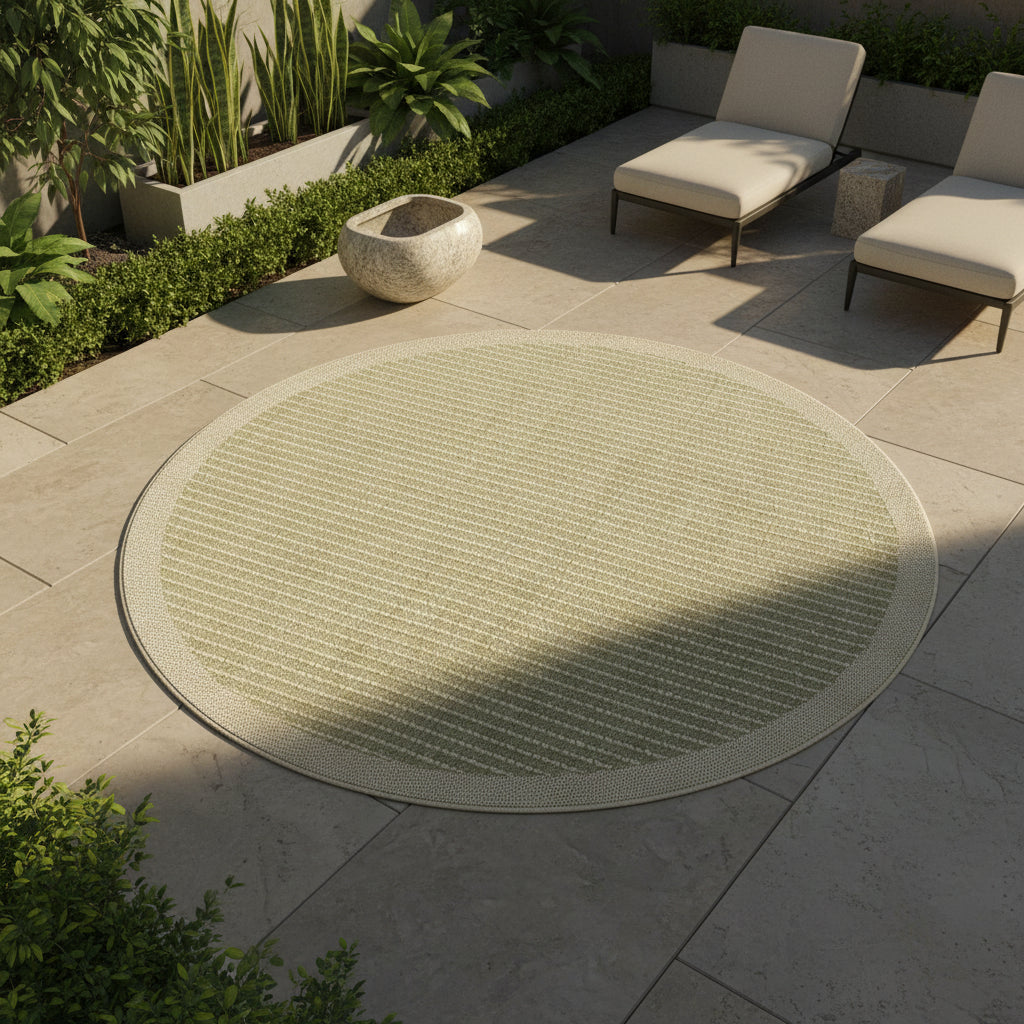 Teppich Outdoor Flachgewebe Uni-Farbe Polypropylen Balkon_Rund_