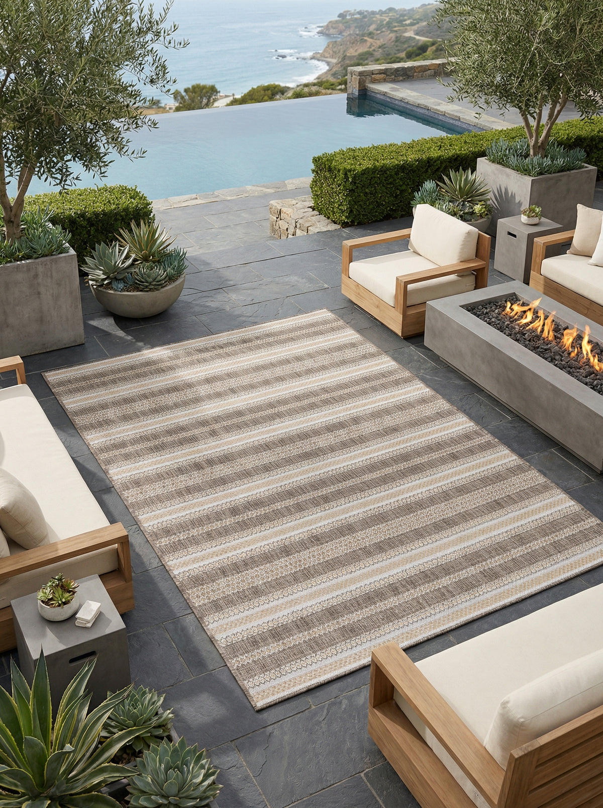 Outdoor-Teppich Vintage-Look – Waschbar & Wetterfest für Balkon & Terrasse – Ansicht 1