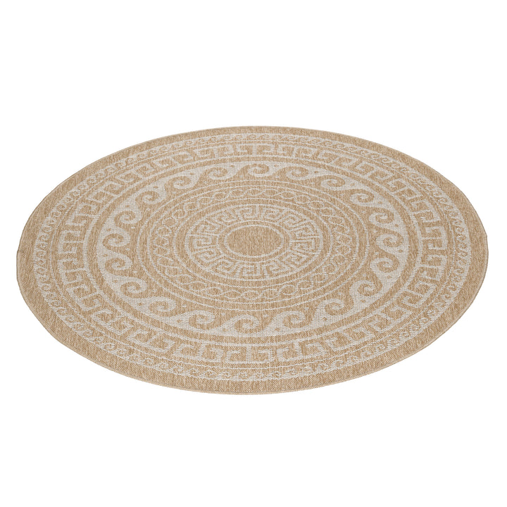 Teppich Outdoor Flachgewebe Vintage Polypropylen Balkon Beige Rund 120x120_Rund_