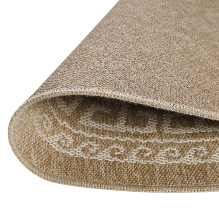 Teppich Outdoor Flachgewebe Vintage Polypropylen Balkon_Beige_Rund_