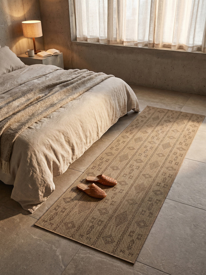Teppich Beige-Schwarz Läufer Wohnidee gemütlich_