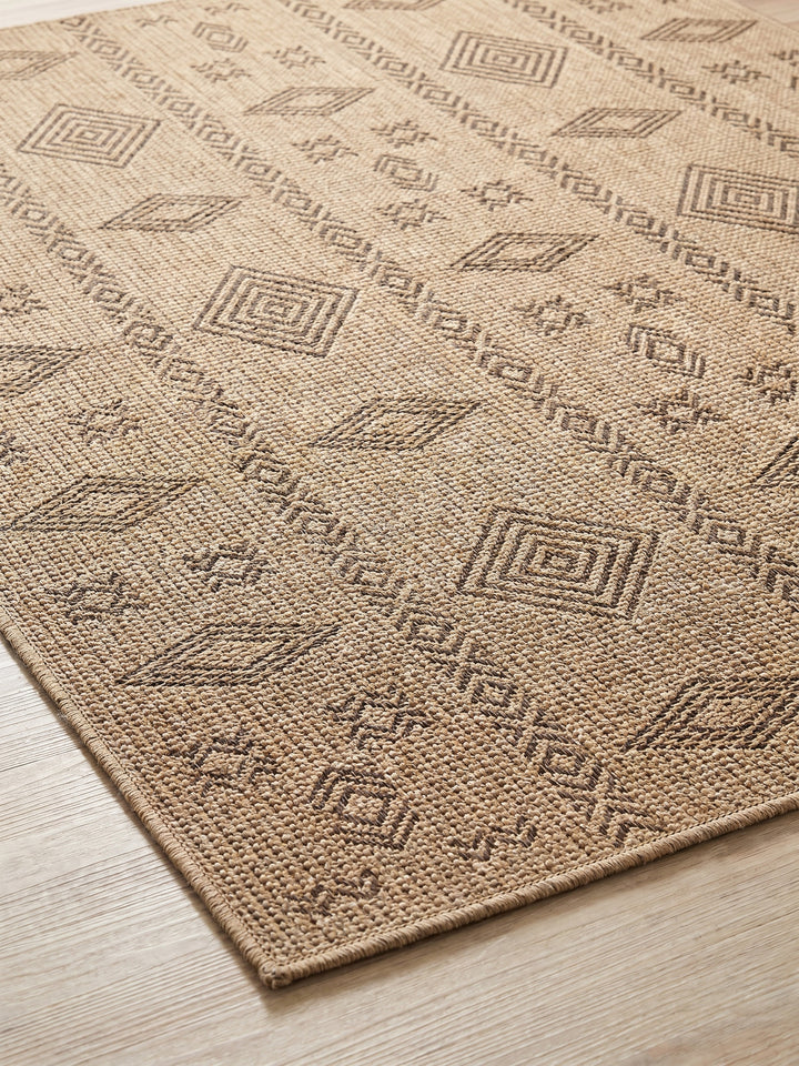 Teppich Beige-Schwarz Läufer Farbdetail Muster_