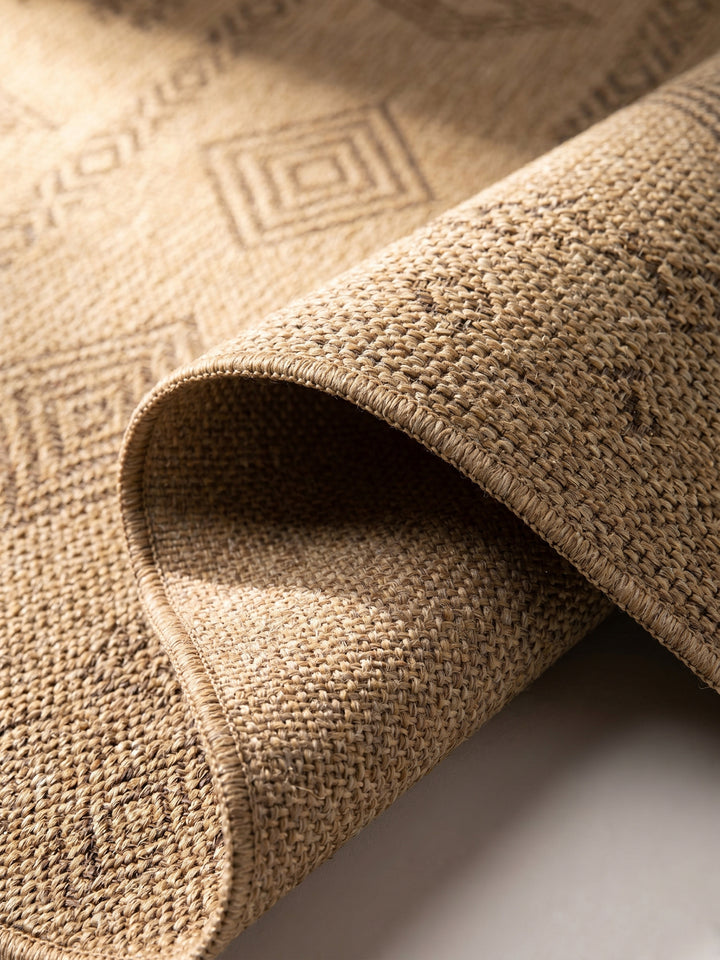 Teppich Beige-Schwarz Läufer Kante Rückseite_