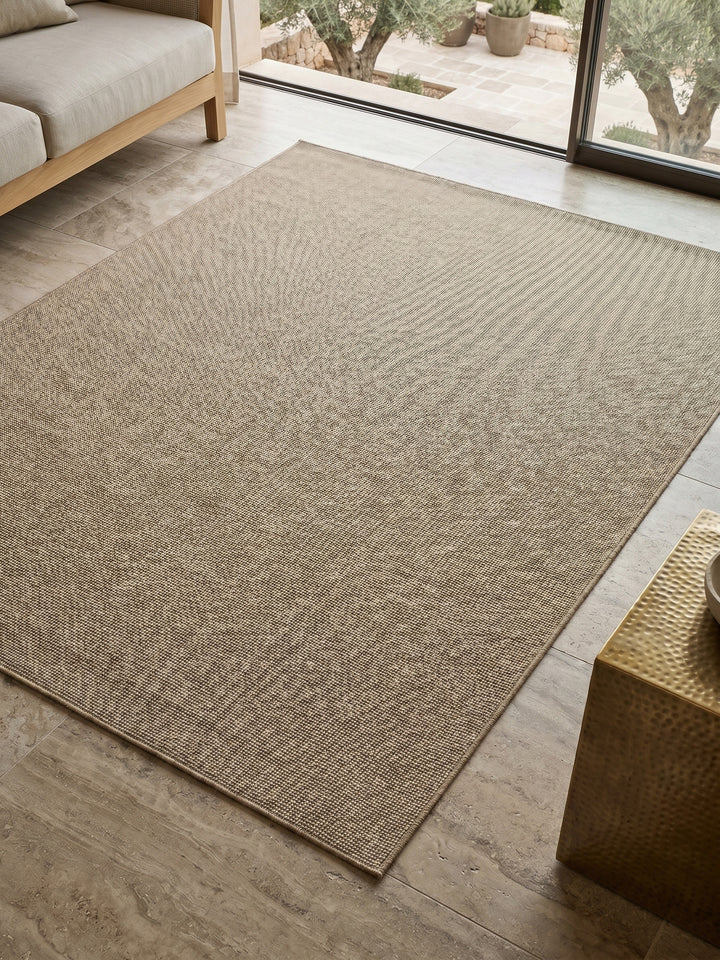 Teppich Beige rechteckig Muster Draufsicht_