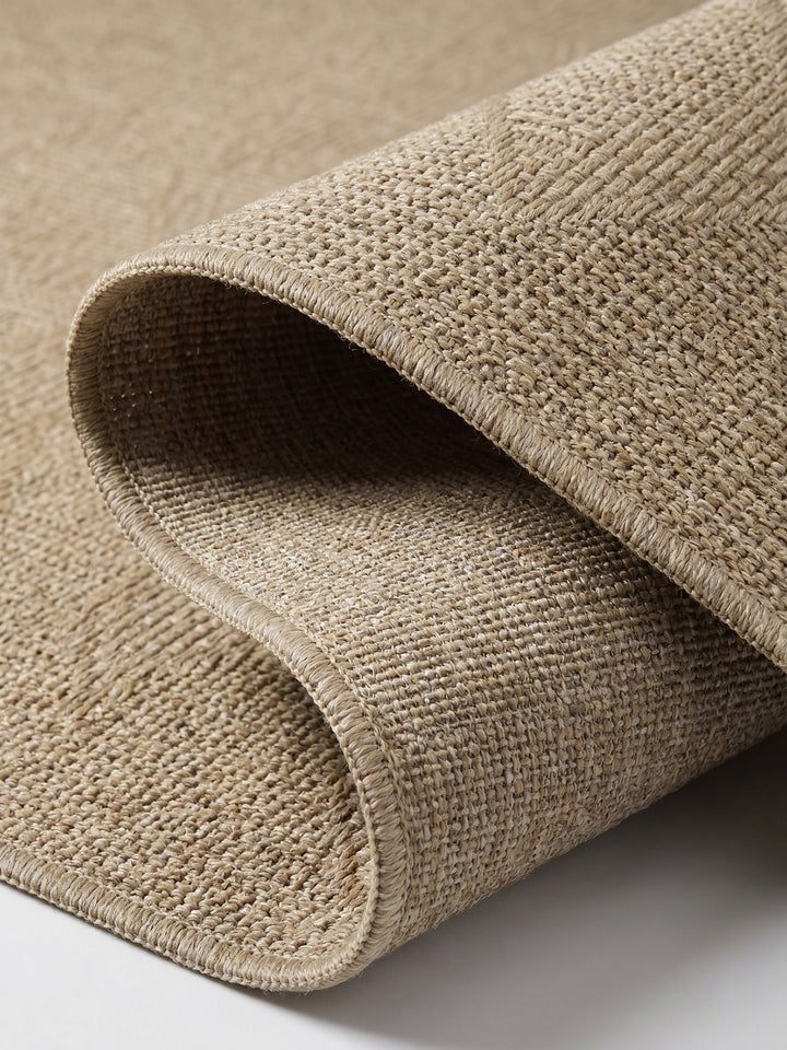 Teppich Beige rechteckig Kante Rückseite_