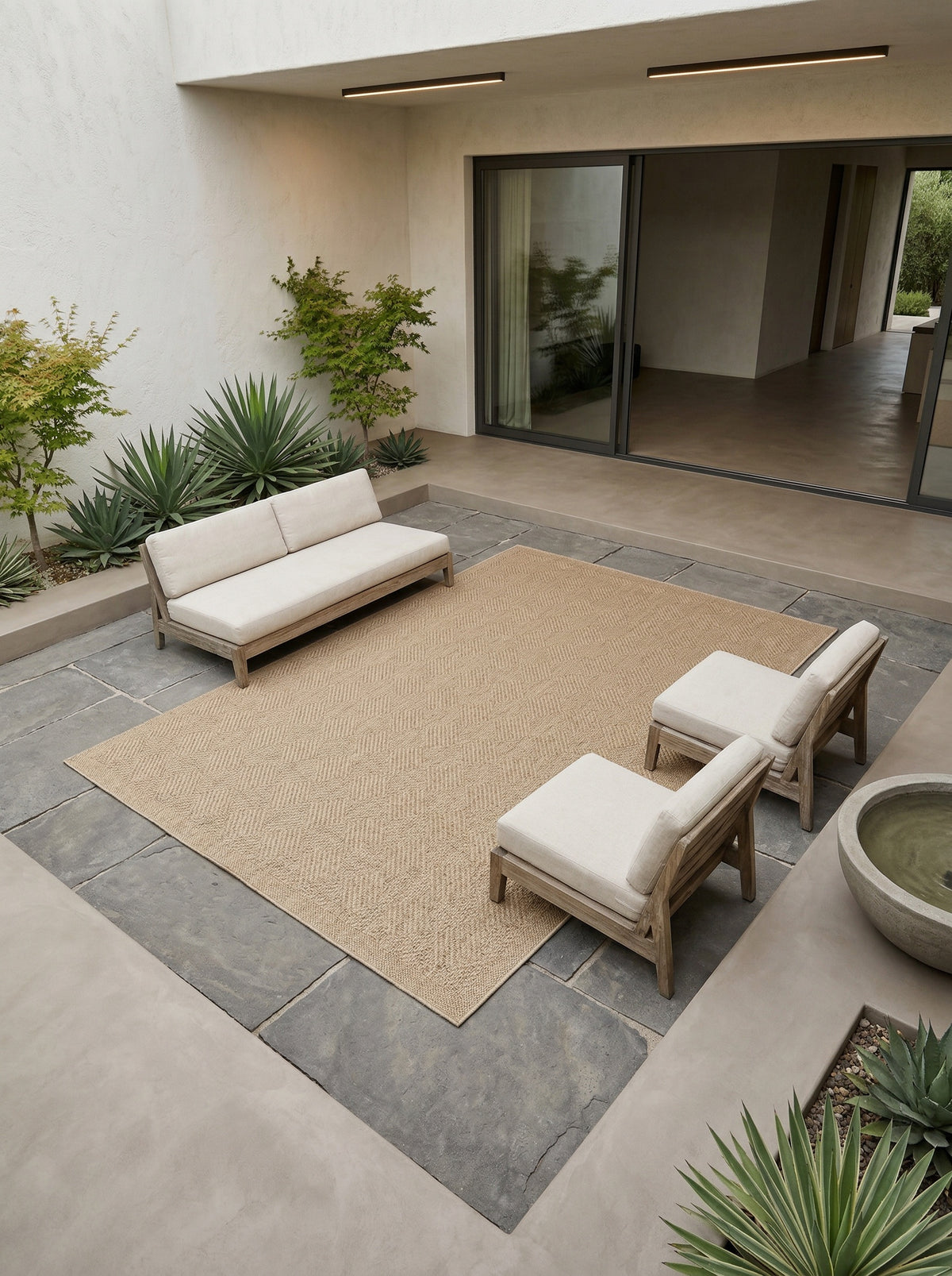 Outdoor-Teppich Uni-Flachgewebe – Puristisch & Waschbar für Balkon – Ansicht 3