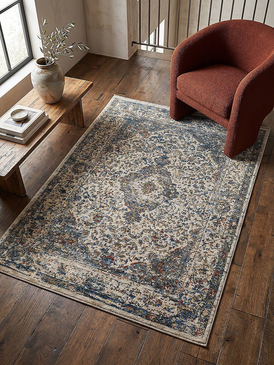 Teppich Multicolor-Erdtöne rechteckig Musteransicht von oben Designkollektion_
