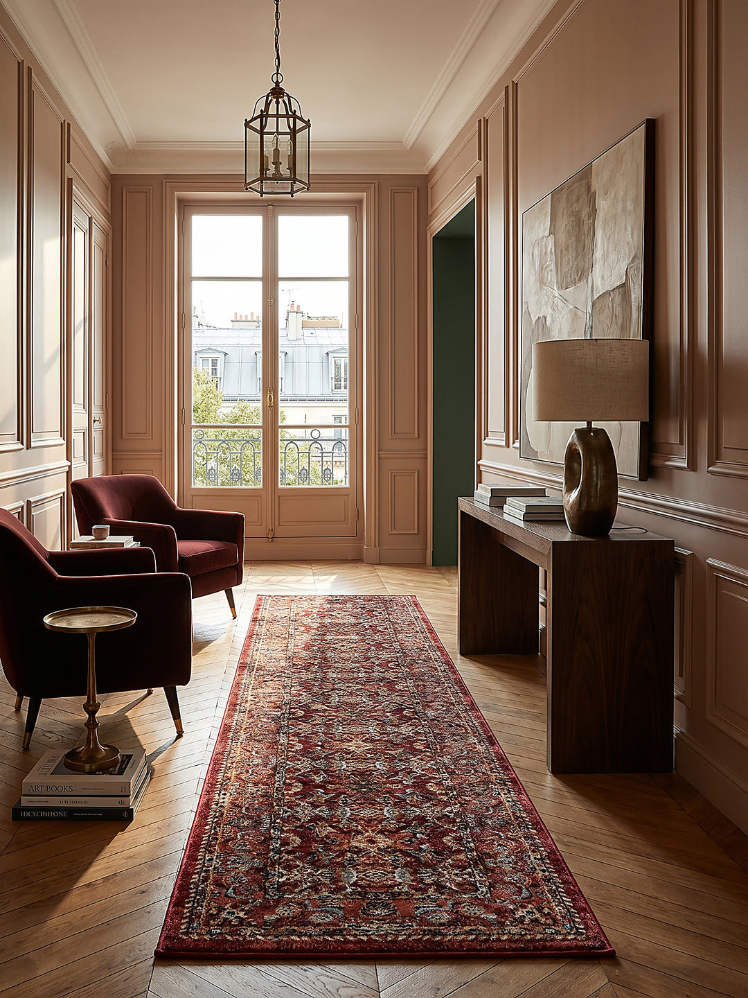 Teppich Rot Läufer im modernen Wohnzimmer_