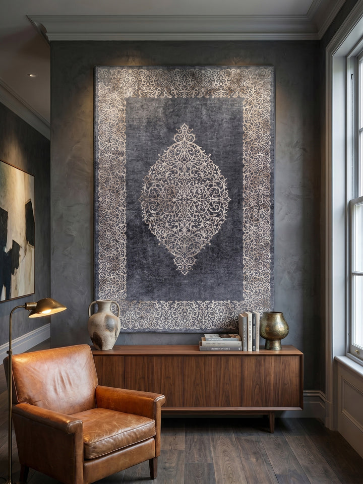 Teppich Schwarz Läufer Wandteppich Wanddeko_