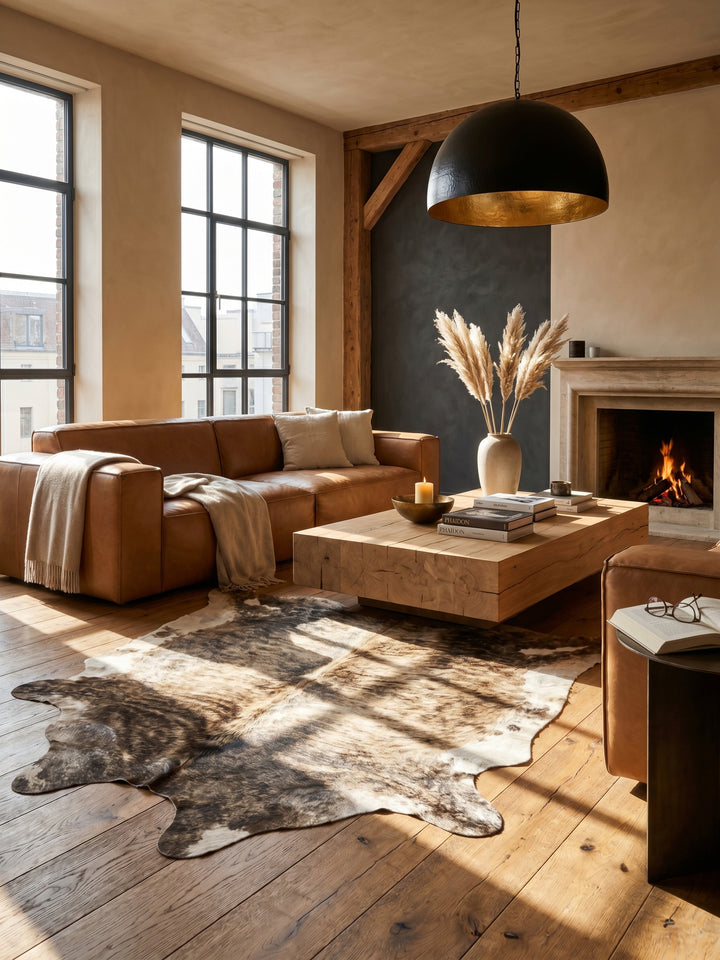 Teppich Brown rechteckig im Wohnzimmer Einrichtungsidee_