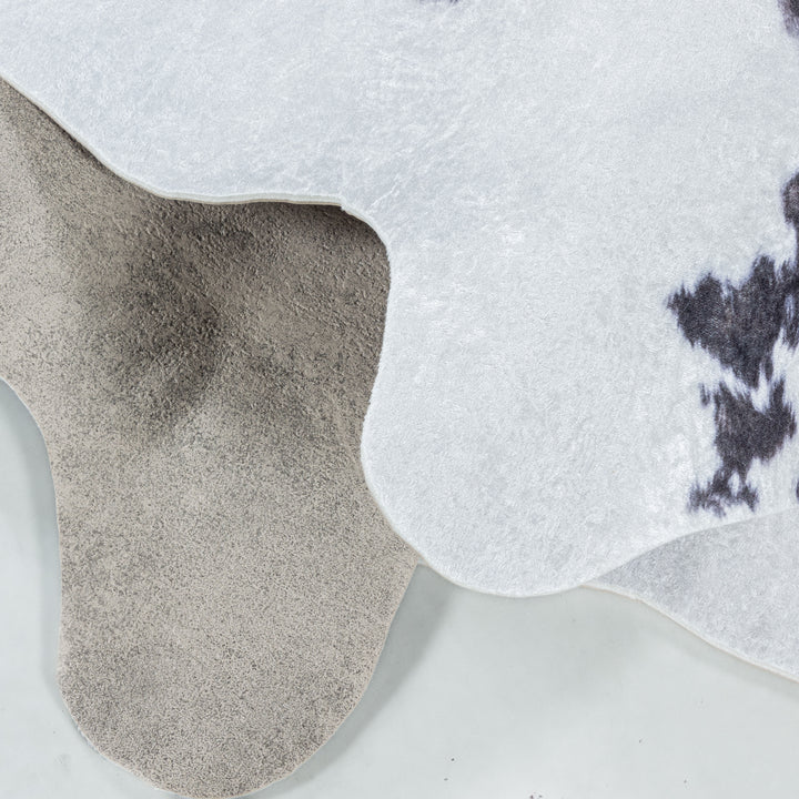 Teppich Waschbar Flachgewebe Kuhfell-Imitat Polyester Wohnzimmer_Braun_Sonderform_