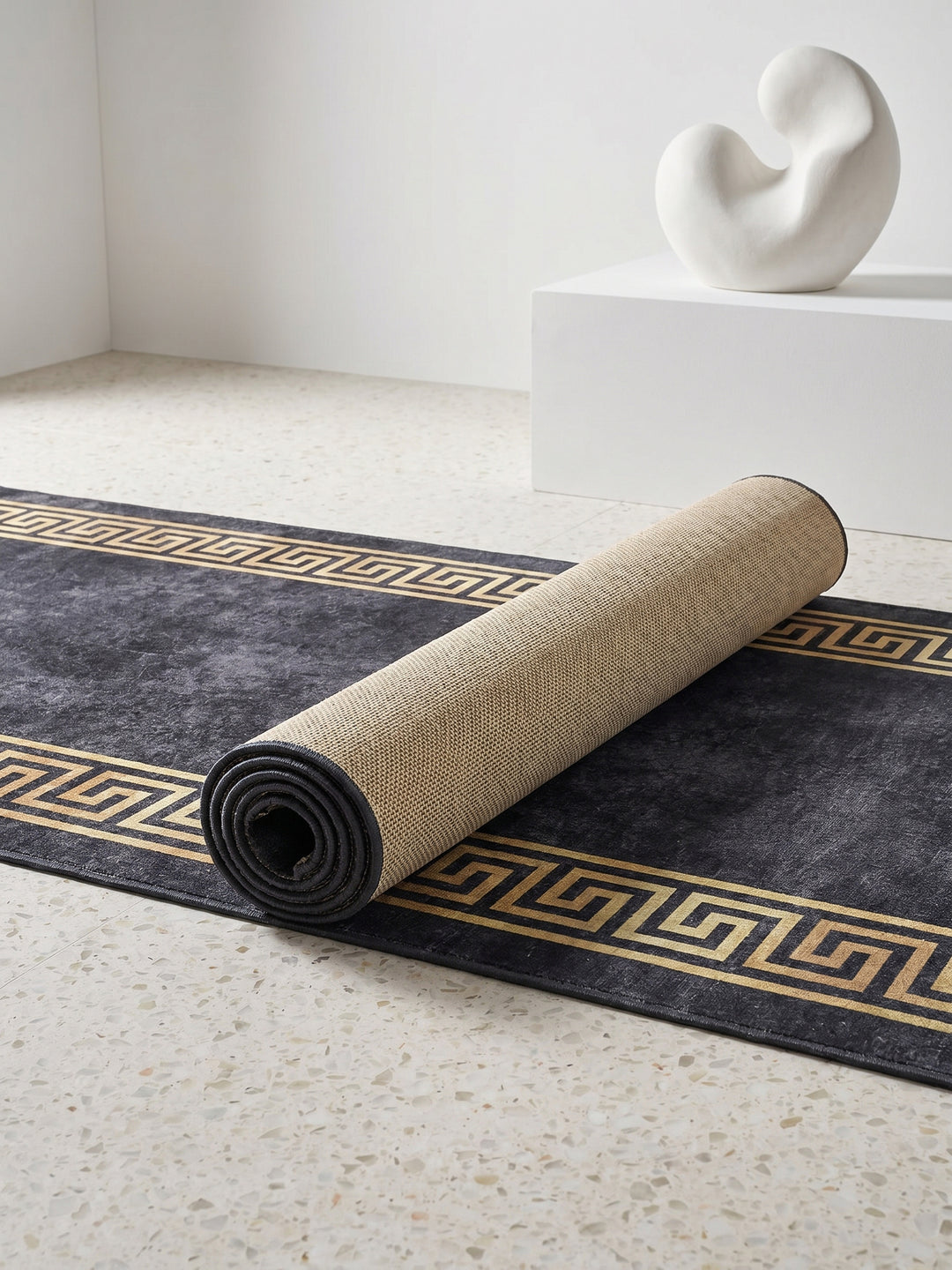 Teppich Schwarz Läufer Wohnaccessoire Deko_