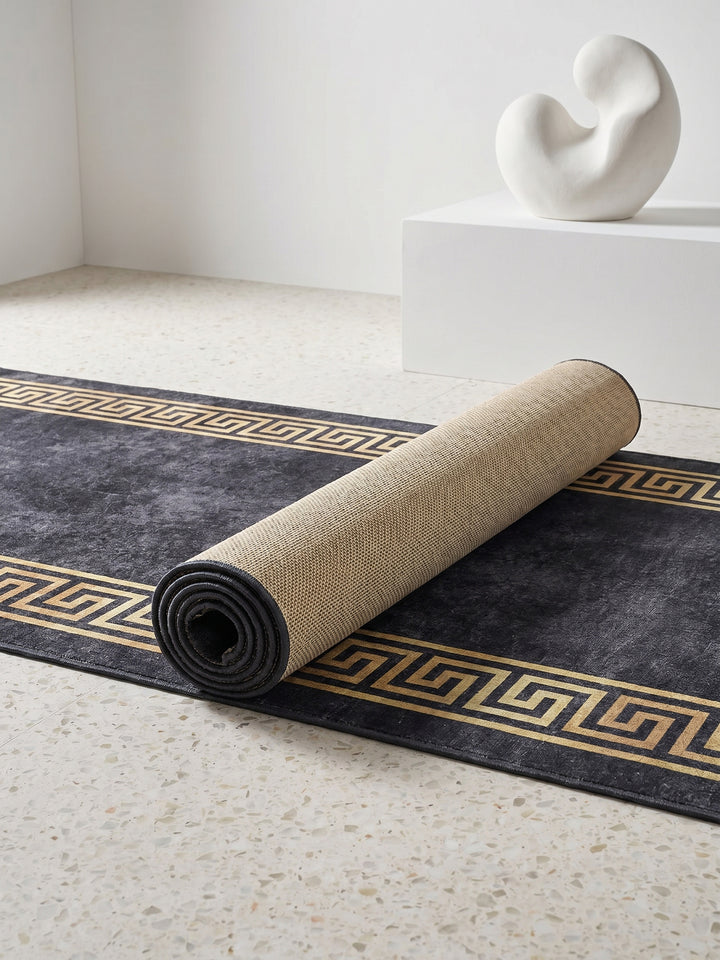 Teppich Schwarz Läufer Wohnaccessoire Deko_