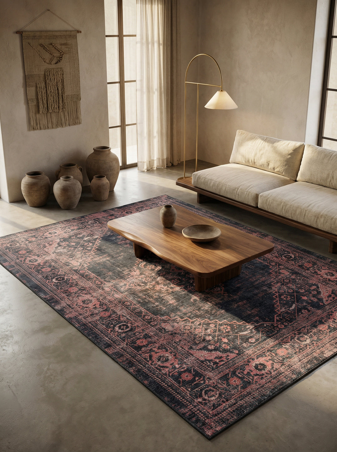Teppich Waschbar Flachgewebe Orientalisch Polyester Wohnzimmer Rot Läufer 80x150_Läufer_