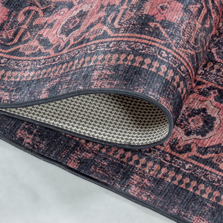 Teppich Waschbar Flachgewebe Orientalisch Polyester Wohnzimmer_Rot_Läufer_