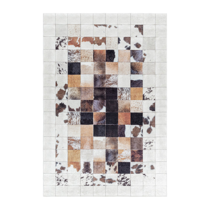 Teppich Waschbar Flachgewebe Patchwork Design Polyester Wohnzimmer_Läufer_