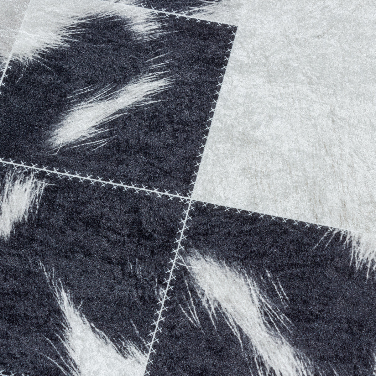 Flachgewebe-Teppich Patchwork-Bordüre – Waschbar mit Rahmen-Design – Ansicht 7
