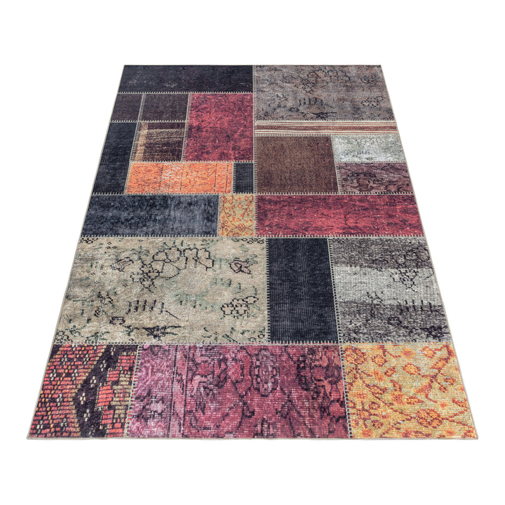 Teppich Waschbar Flachgewebe Patchwork Polyester Wohnzimmer Multi Läufer 80x150_Läufer_