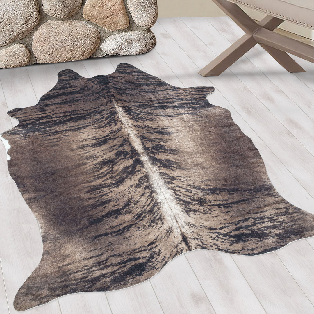 Teppich Waschbar Flachgewebe Rindsleder-Imitat Polyester Wohnzimmer_Braun_Sonderform_