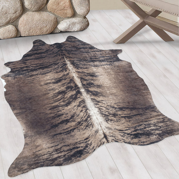 Teppich Waschbar Flachgewebe Rindsleder-Imitat Polyester Wohnzimmer_Braun_Sonderform_